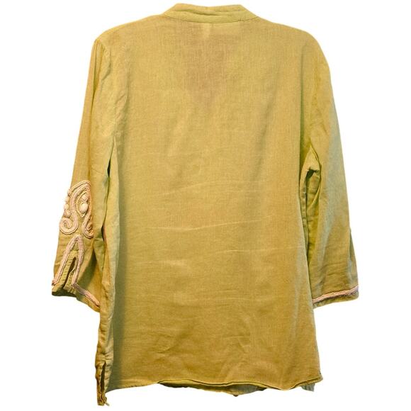 Chico's linen blend green beaded blouse - Picture 2 of 6